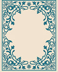 Teal Floral Scroll Border Rug