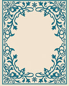 Teal Floral Scroll Border Rug