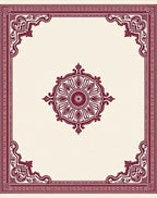 Rich Burgundy Ornate Scrollwork Centerpiece Rug
