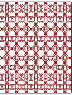 Bold Crimson Repeating Geometric Motif Rug