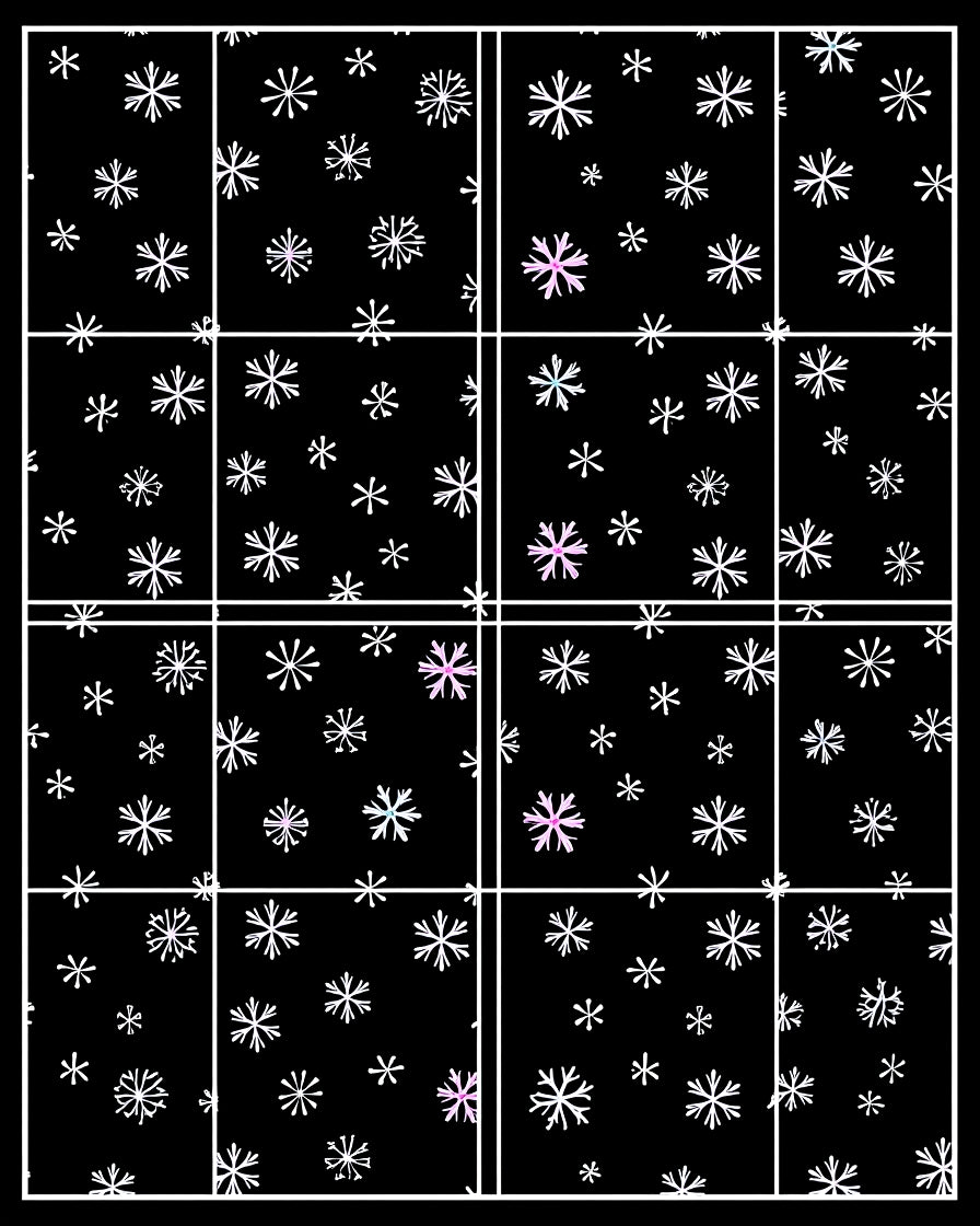 Winter Snowflake Scattered Black Rug