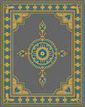 Golden Blue Floral Medallion Frame Rug