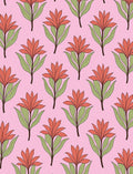 Coral Floral Branches Pink Background Rug