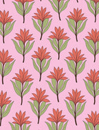 Coral Floral Branches Pink Background Rug