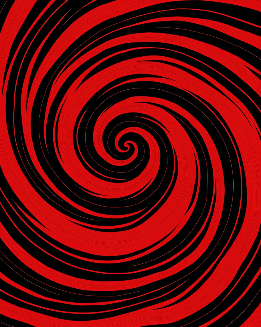 Crimson Swirl Hypnotic Spiral Rug