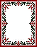 Crimson Dark Green Floral Vine Border Rug
