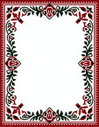 Crimson Dark Green Floral Vine Border Rug