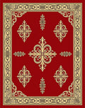 Crimson Gold Ornate Medallion Border Rug