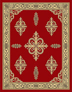 Crimson Gold Ornate Medallion Border Rug