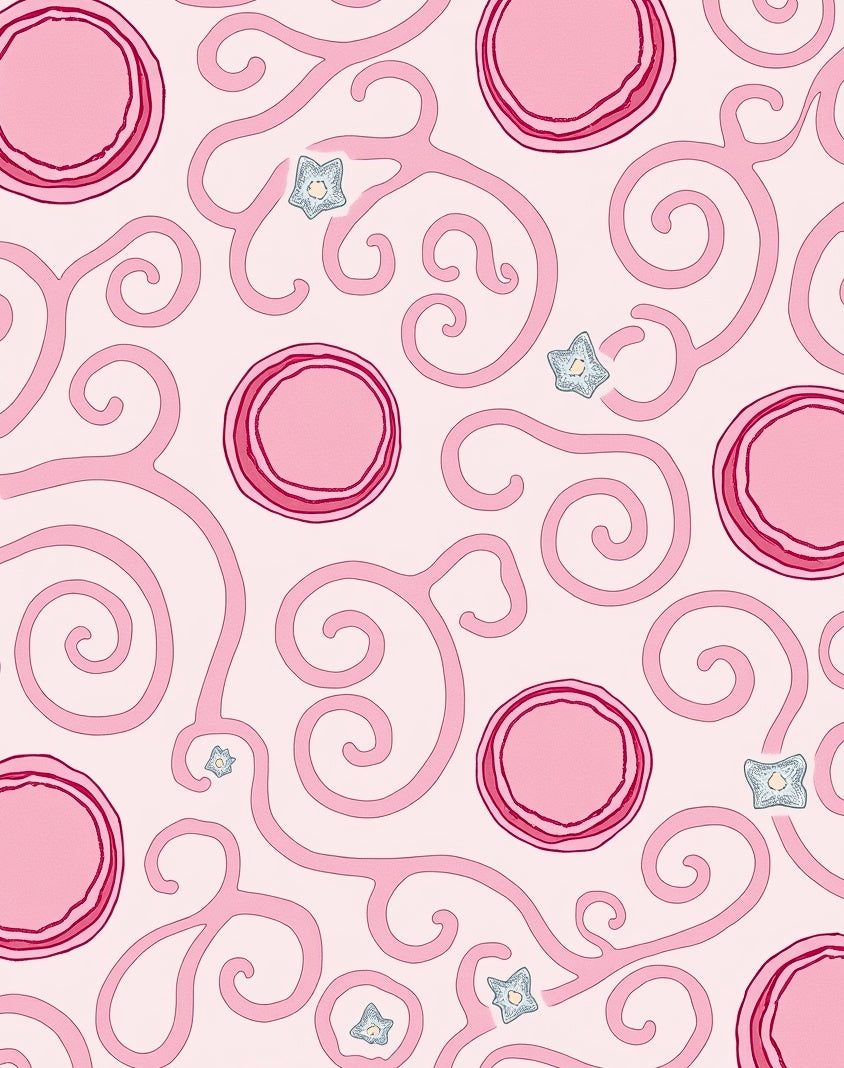 Pink Swirl Circles Starburst Abstract Rug