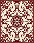 Deep Red Vine Scroll Ivory Rug