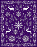 Winter Deer Snowflake Floral Border Rug