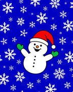 Cheerful Snowman With Falling Snowflakes Rug
