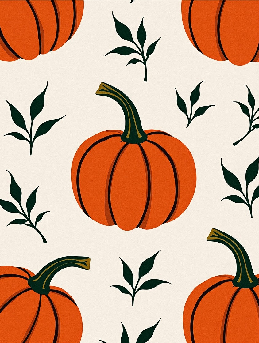 Rustic Orange Pumpkin Leaf Scatter Rug