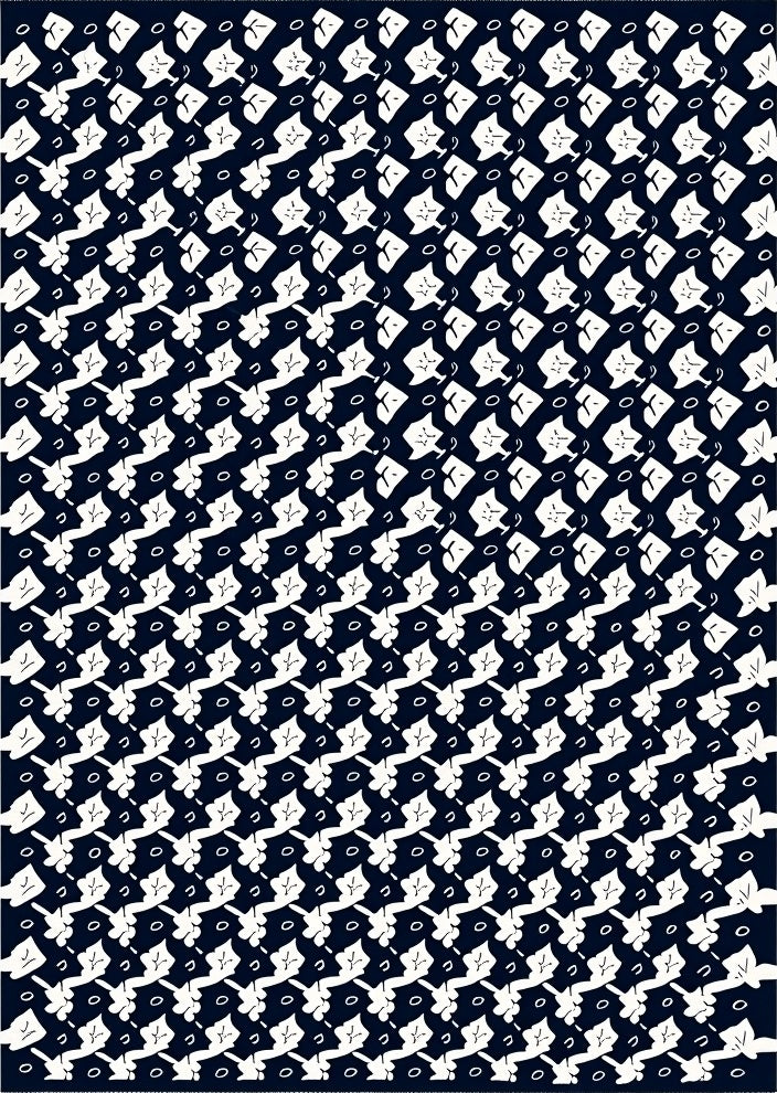 Navy White Abstract Organic Shape Rug