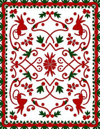 Red and Green Festive Animal Medallion Rug