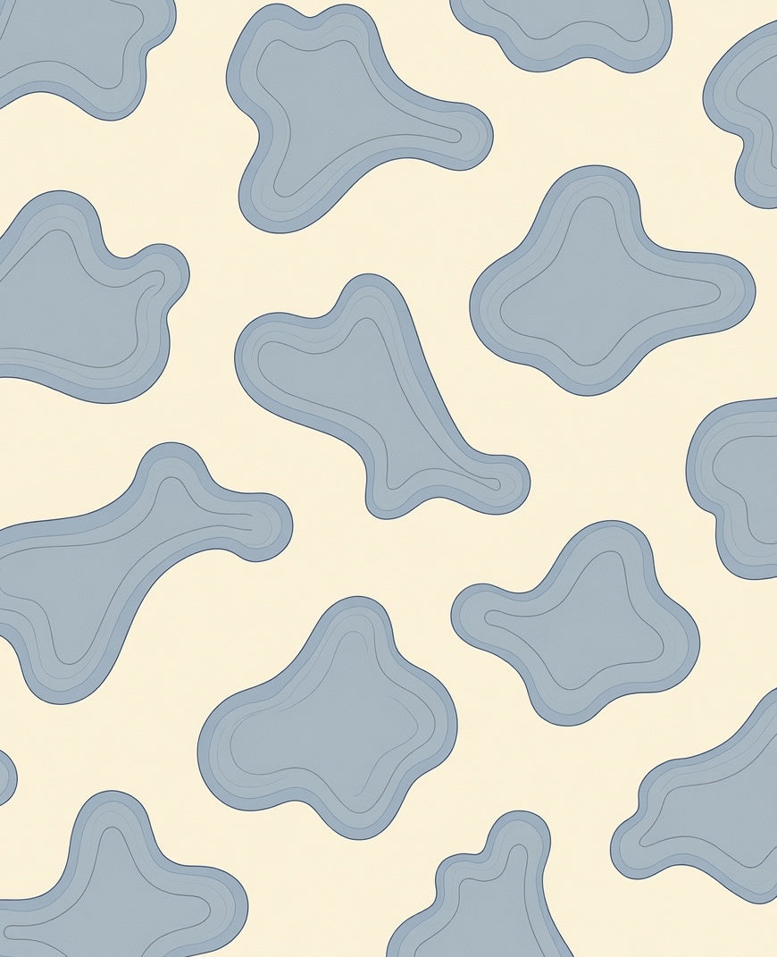 Soft Blue Organic Cloud Shapes Rug