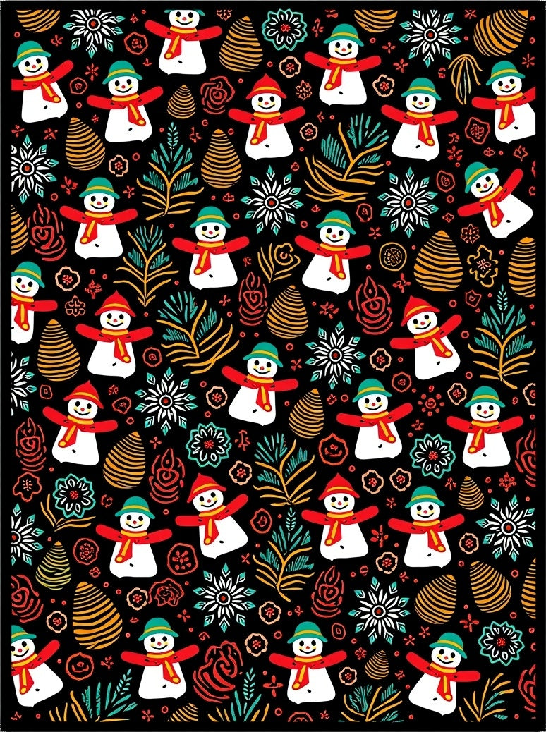 Cute Snowman Holiday Snowflakes Rug