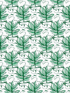 Emerald Green Botanical Sketch Overlay Rug