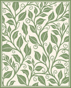 Green Leafy Vine Scrollwork Rug