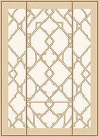 Cream Tan Interlocking Geometric Lattice Rug