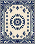 Navy Blue Geometric Medallion Floral Rug