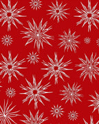 White Starbursts on Red Background Rug