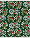 Festive Green Holly Berry Floral Medallion Rug