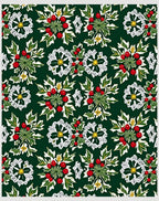 Festive Green Holly Berry Floral Medallion Rug