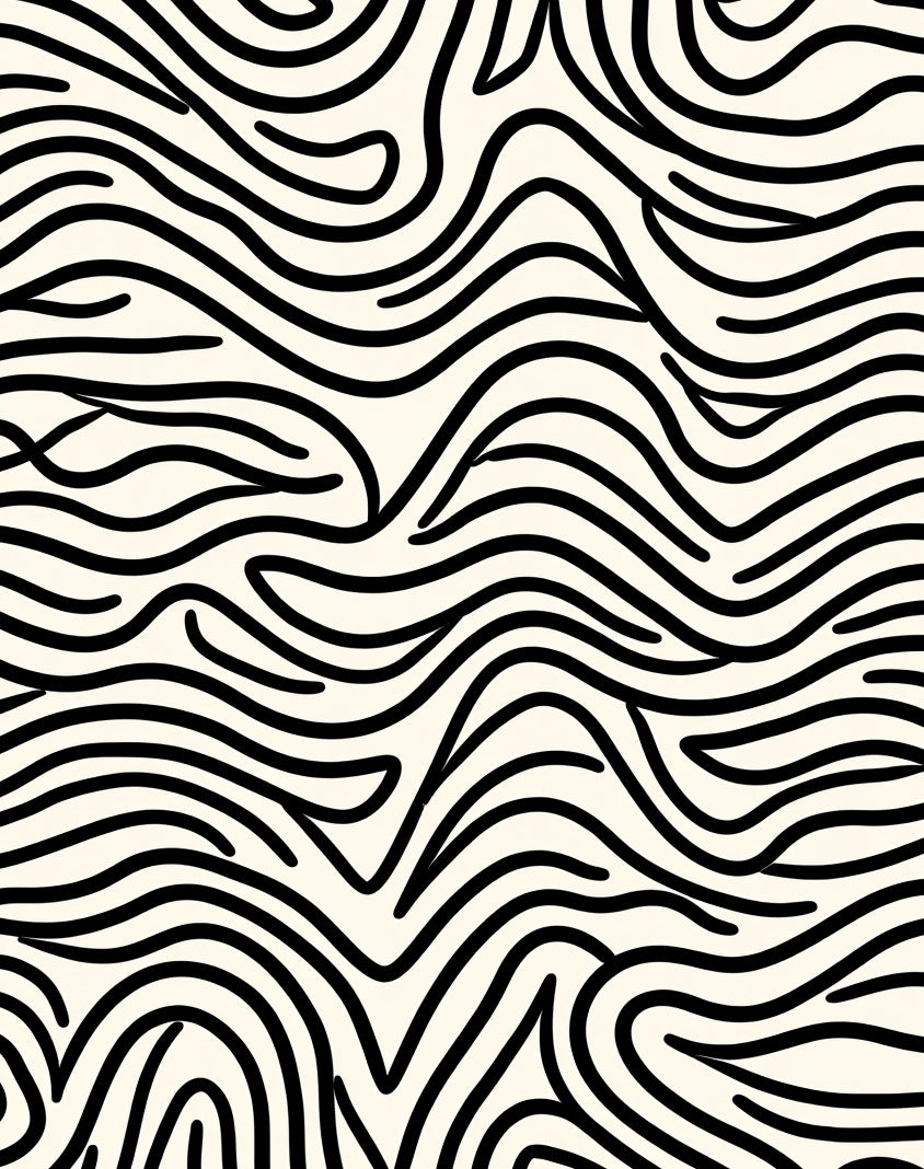 Organic Black Stripe Cream Abstract Rug