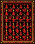 Red Yellow Folk Tree Repeat Rug