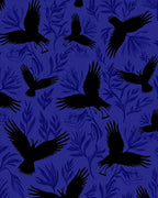 Midnight Blue Raven Floral Repeat Rug