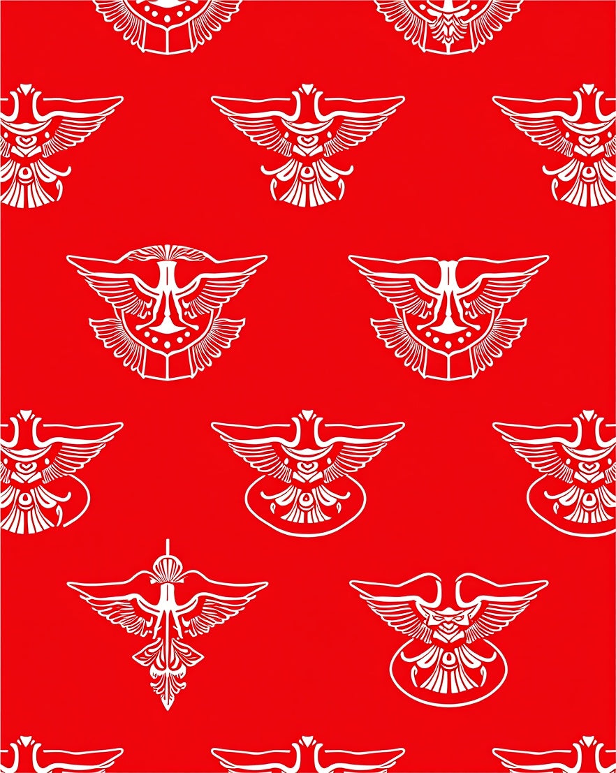 Crimson White Eagle Heraldic Medallion Rug