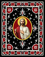 Black Red White Jesus Portrait Rug