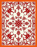 Crimson Floral Medallion Ivory Border Rug