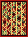 Bold Red Diamond Geometric Medallion Rug
