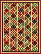Bold Red Diamond Geometric Medallion Rug