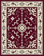Crimson Ivory Vintage Floral Medallion Rug