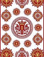 Crimson Gold Circular Emblems Rug
