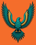 Majestic Teal Eagle With Gold Wings Rug