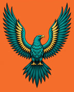 Majestic Teal Eagle With Gold Wings Rug
