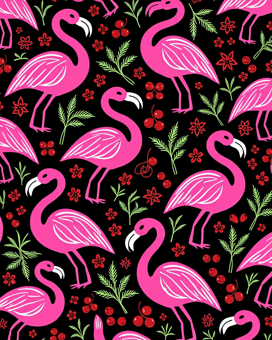 Vibrant Pink Flamingo Tropical Floral Rug
