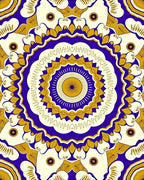 Vibrant Blue Gold Mandala Bloom Rug