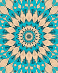 Turquoise Beige Radial Sunburst Medallion Rug