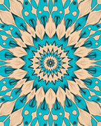 Turquoise Beige Radial Sunburst Medallion Rug
