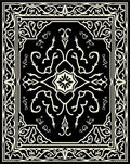 Cream Black Damask Ornamental Rug