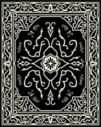 Cream Black Damask Ornamental Rug