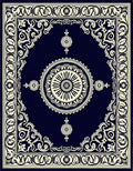 Deep Navy Cream Medallion Border Rug