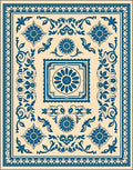 Teal Botanical Medallion Cream Rug