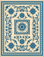 Teal Botanical Medallion Cream Rug